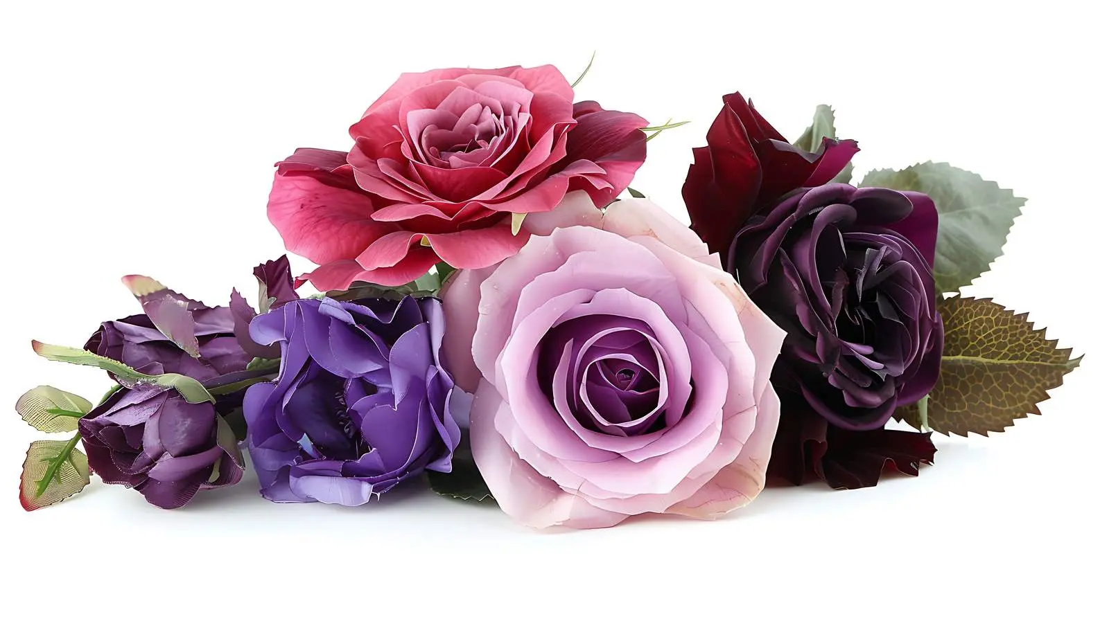 Elegant Rose and Purple Flower Bouquet on White — free download from Dotvec