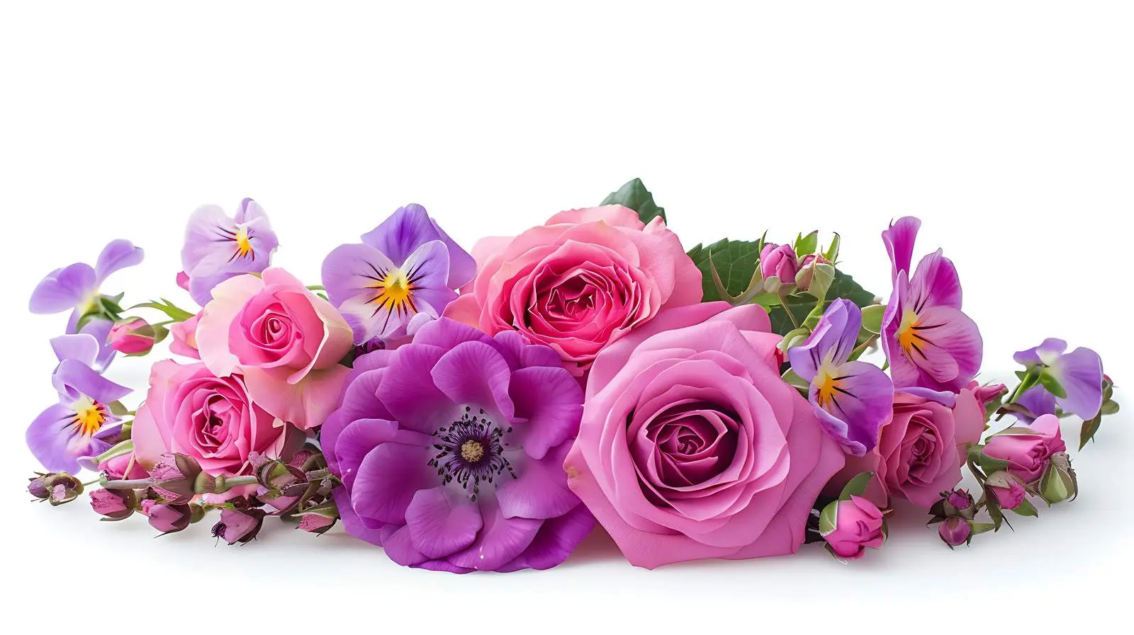 Elegant Rose and Purple Flower Bouquet – free aesthetic flowers image from Dotvec