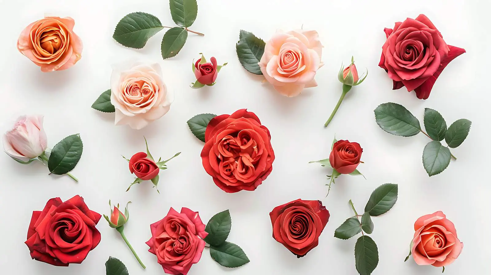 Rose Bouquet on White Background - Flat Lay — free download from Dotvec