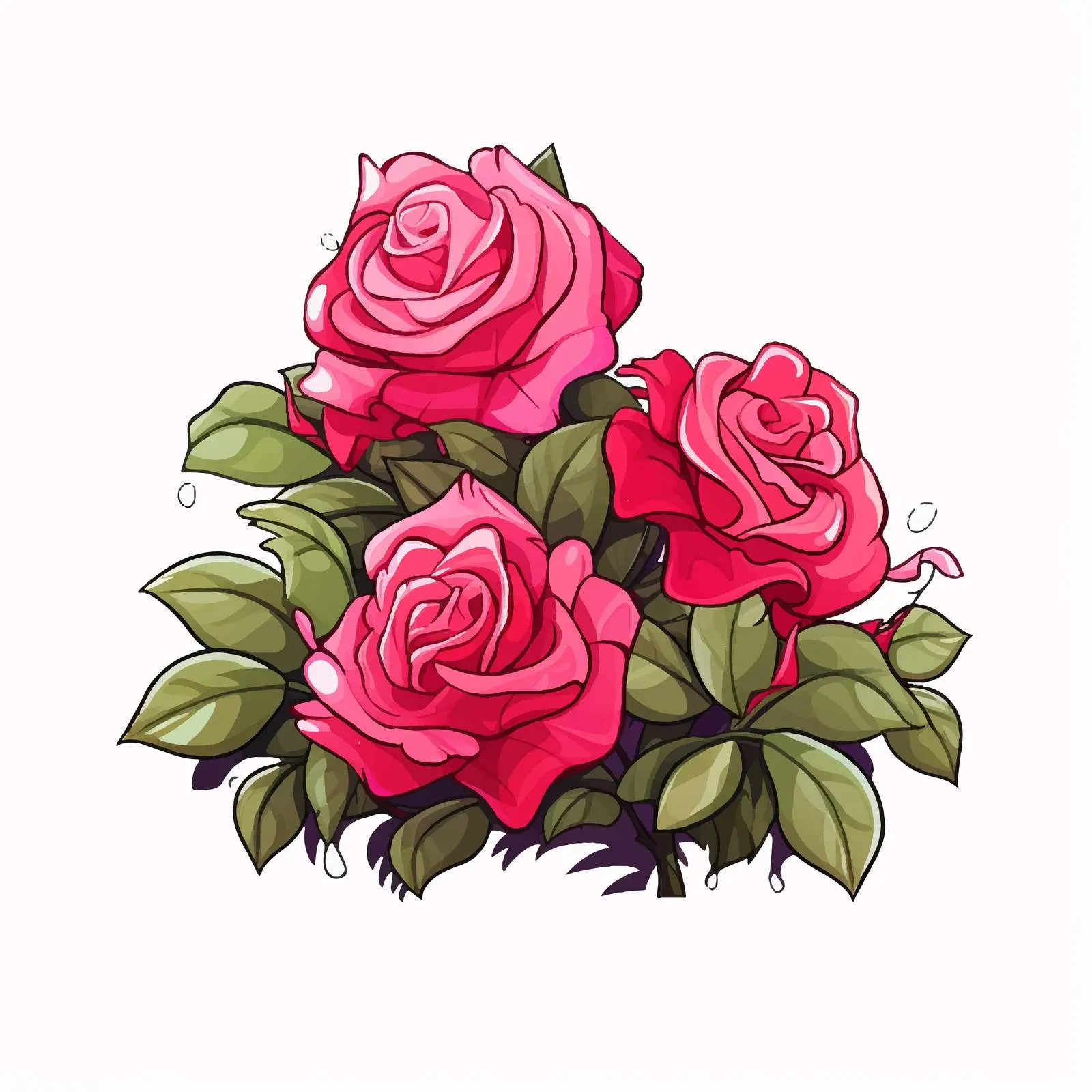 Cartoon Rosebush Decoration Vector Illustration – free stylized plants image from Dotvec