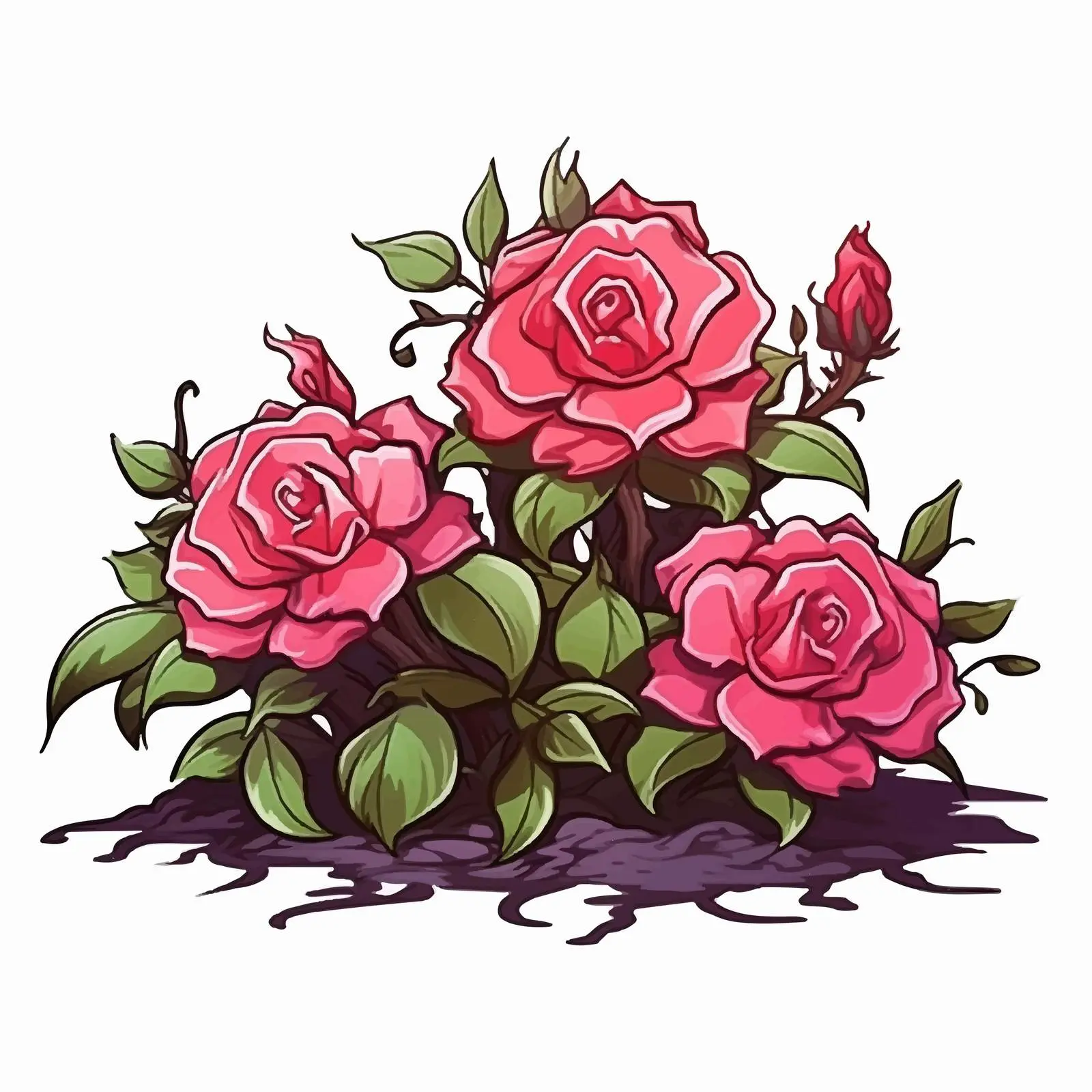 Beautiful Rosebush Decoration Cartoon Vector Icon — free download from Dotvec