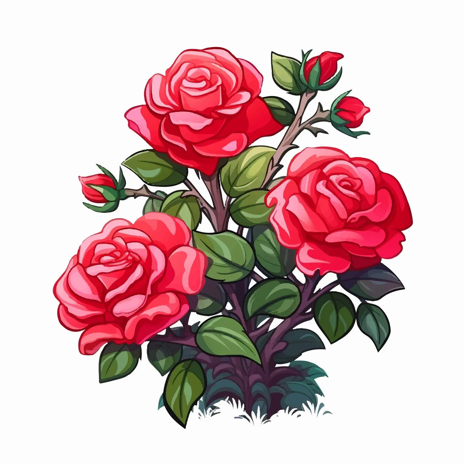 Charming Cartoon Rosebush Vector Icon — free download from Dotvec