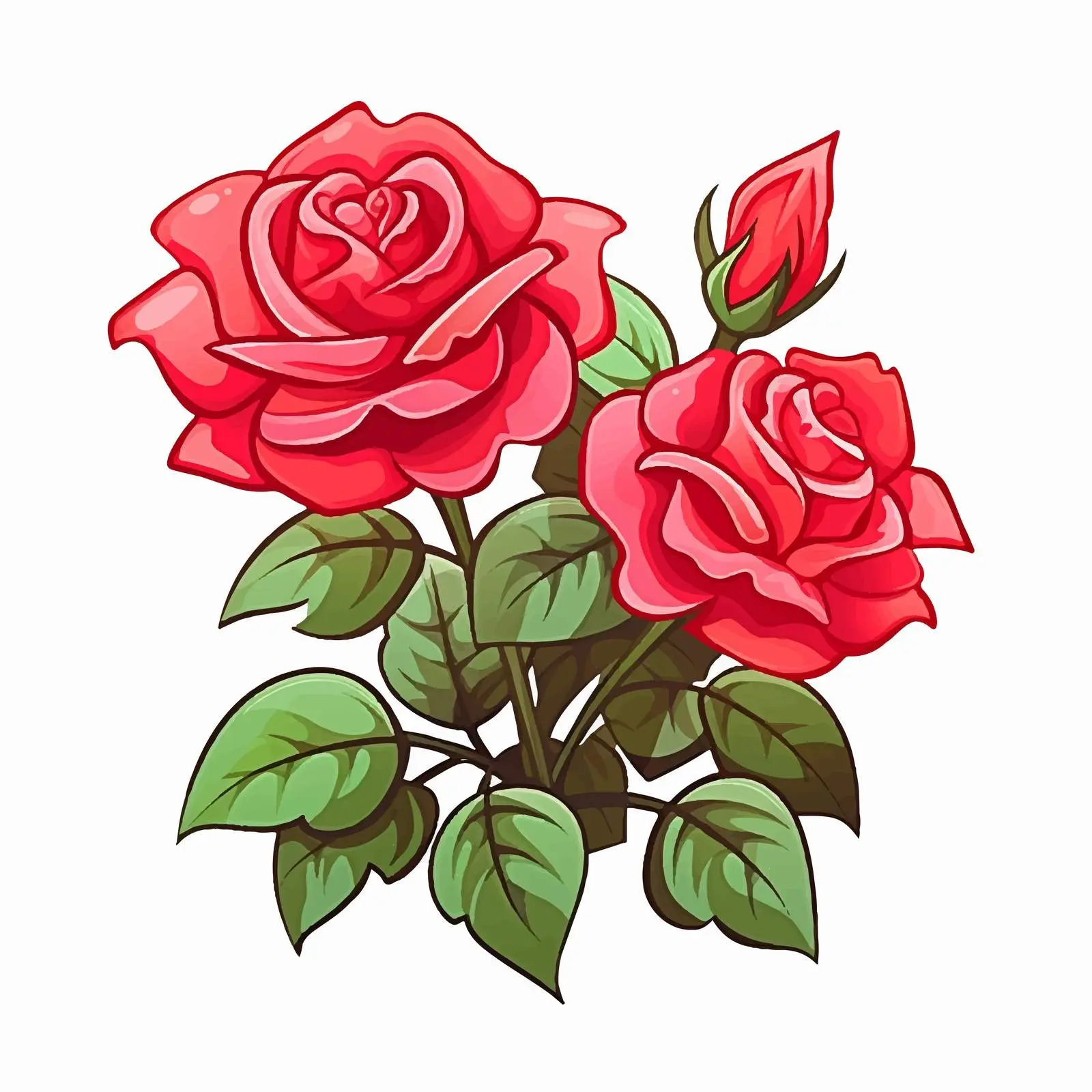 Beautiful Cartoon Rosebush Decoration Vector Icon — free download from Dotvec