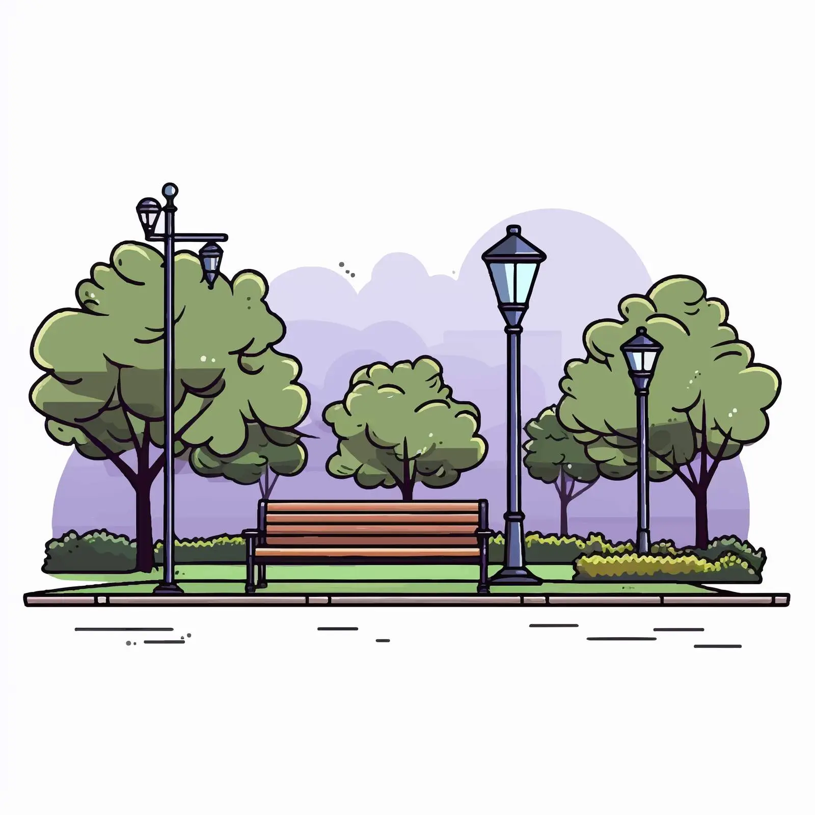 Scenic Garden Square with Trees and Benches — free download from Dotvec