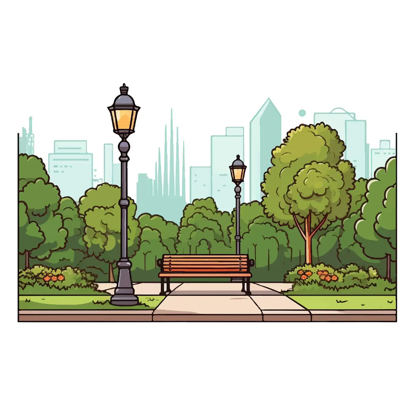 Serene Garden Square with Trees and Benches — free download from Dotvec