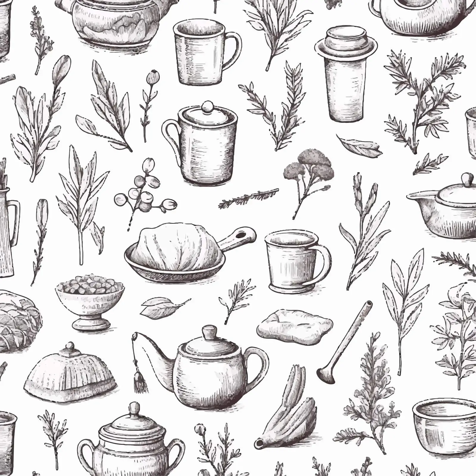 Hand-Drawn Kitchen Tools Seamless Vector Pattern — free download from Dotvec