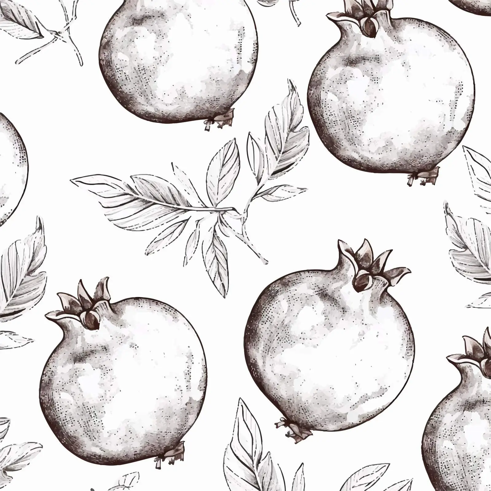 Monochrome Seamless Pomegranate Pattern Vector — free download from Dotvec