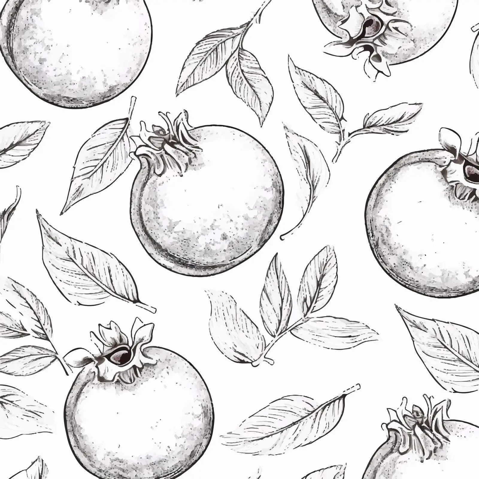 Monochrome Pomegranate Seamless Pattern Vector Design – free repeated image from Dotvec