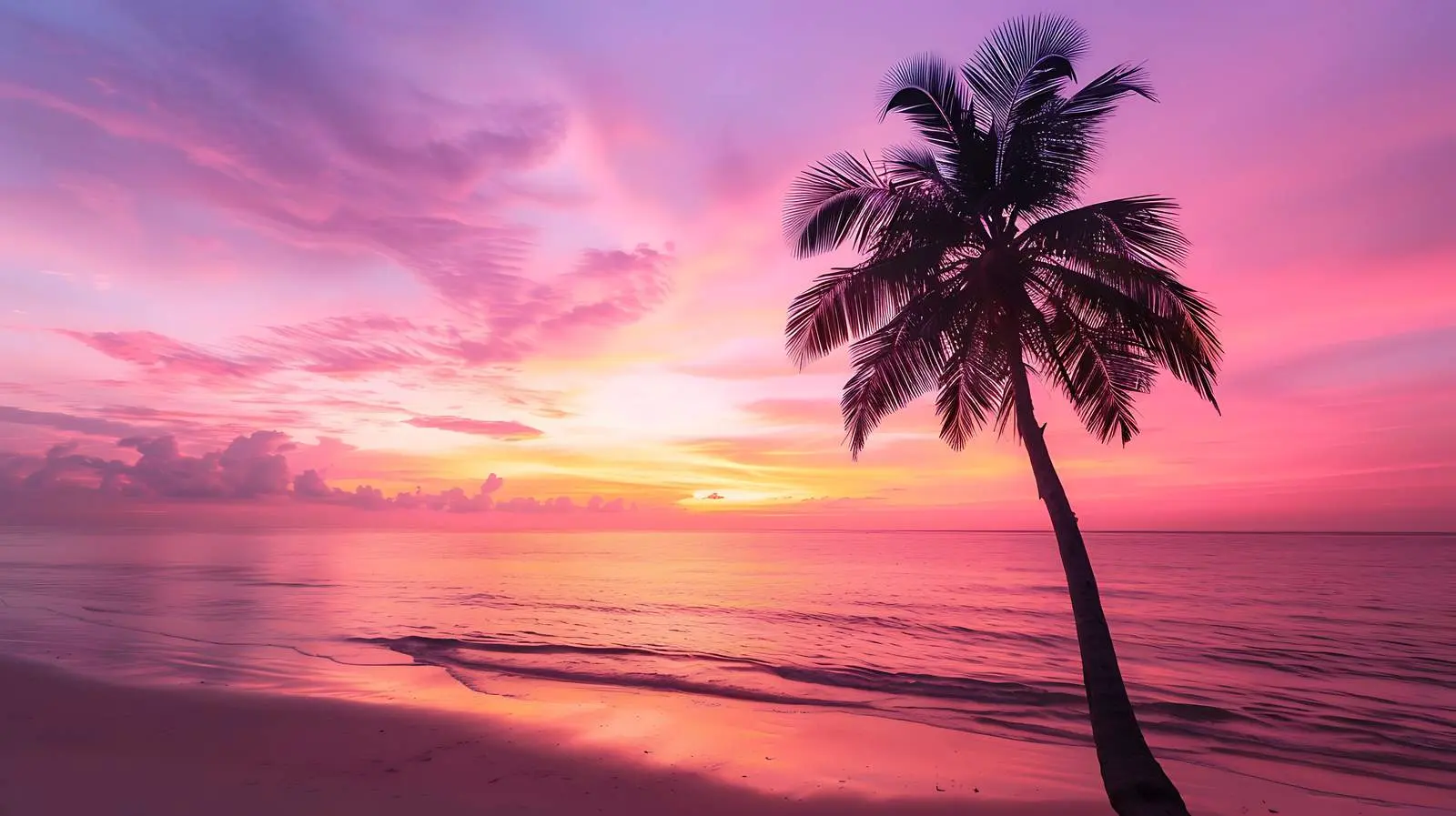 Tropical Coconut Palm Silhouette on Vibrant Background – free ecosystem image from Dotvec
