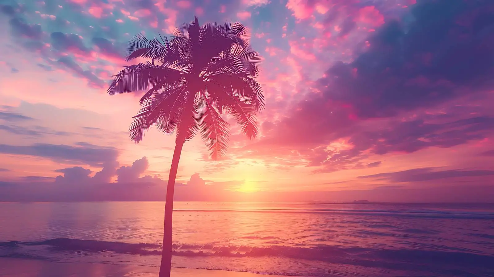 Tropical Coconut Palm Silhouette on Colorful Background — free download from Dotvec