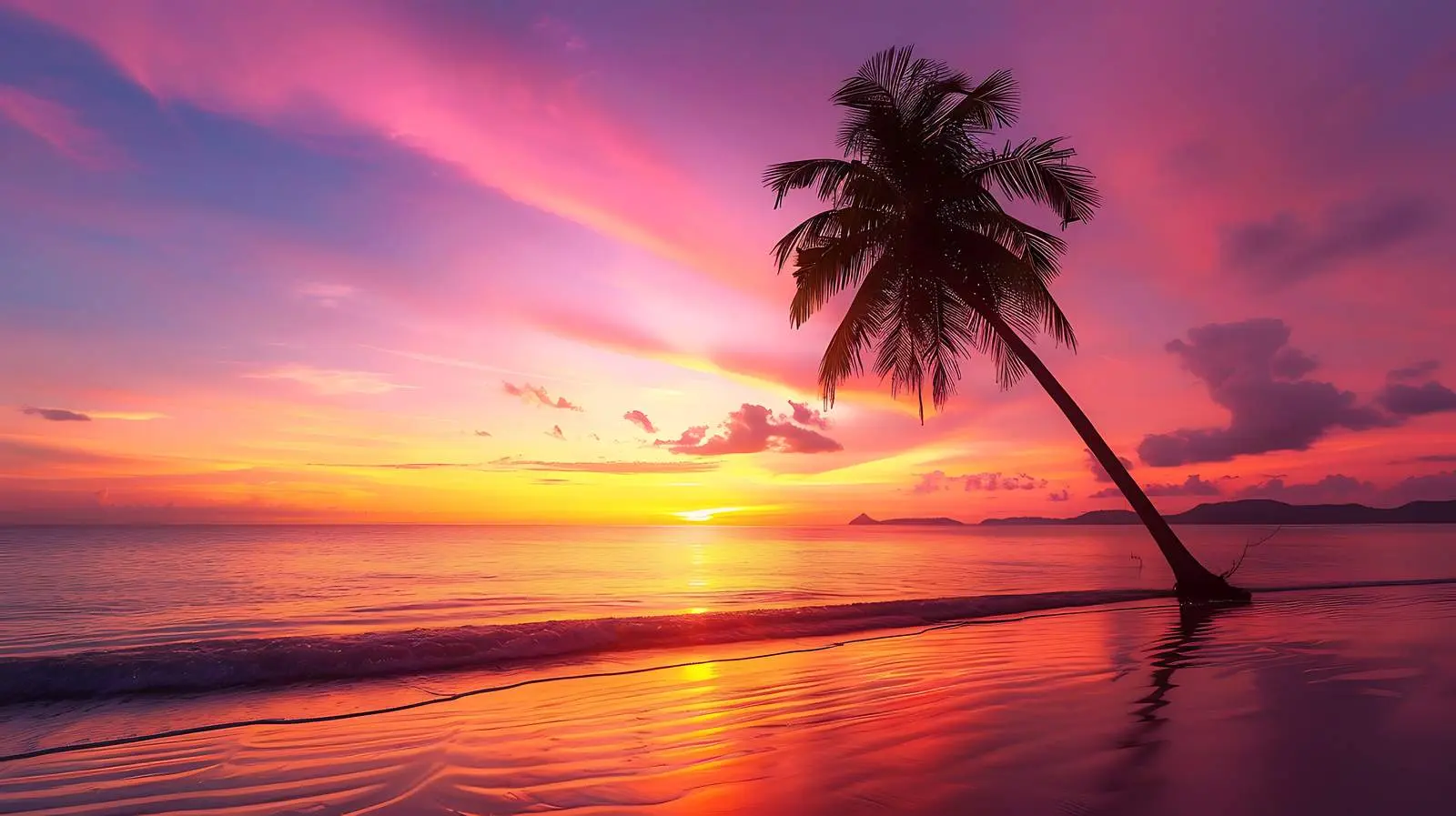 Tropical Coconut Palm Tree Silhouette at Sunset — free download from Dotvec