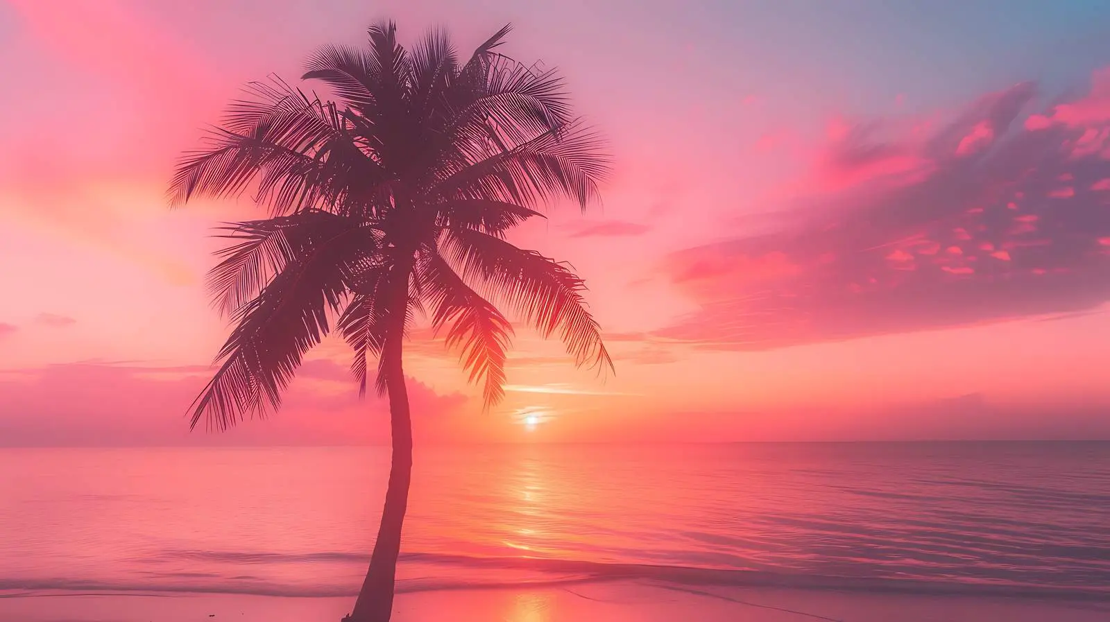 Tropical Coconut Palm Tree Silhouette at Sunset – free evening image from Dotvec