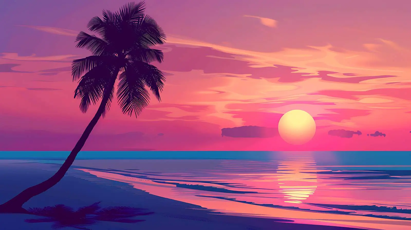 Tropical Coconut Palm Tree Silhouette at Sunset — free download from Dotvec