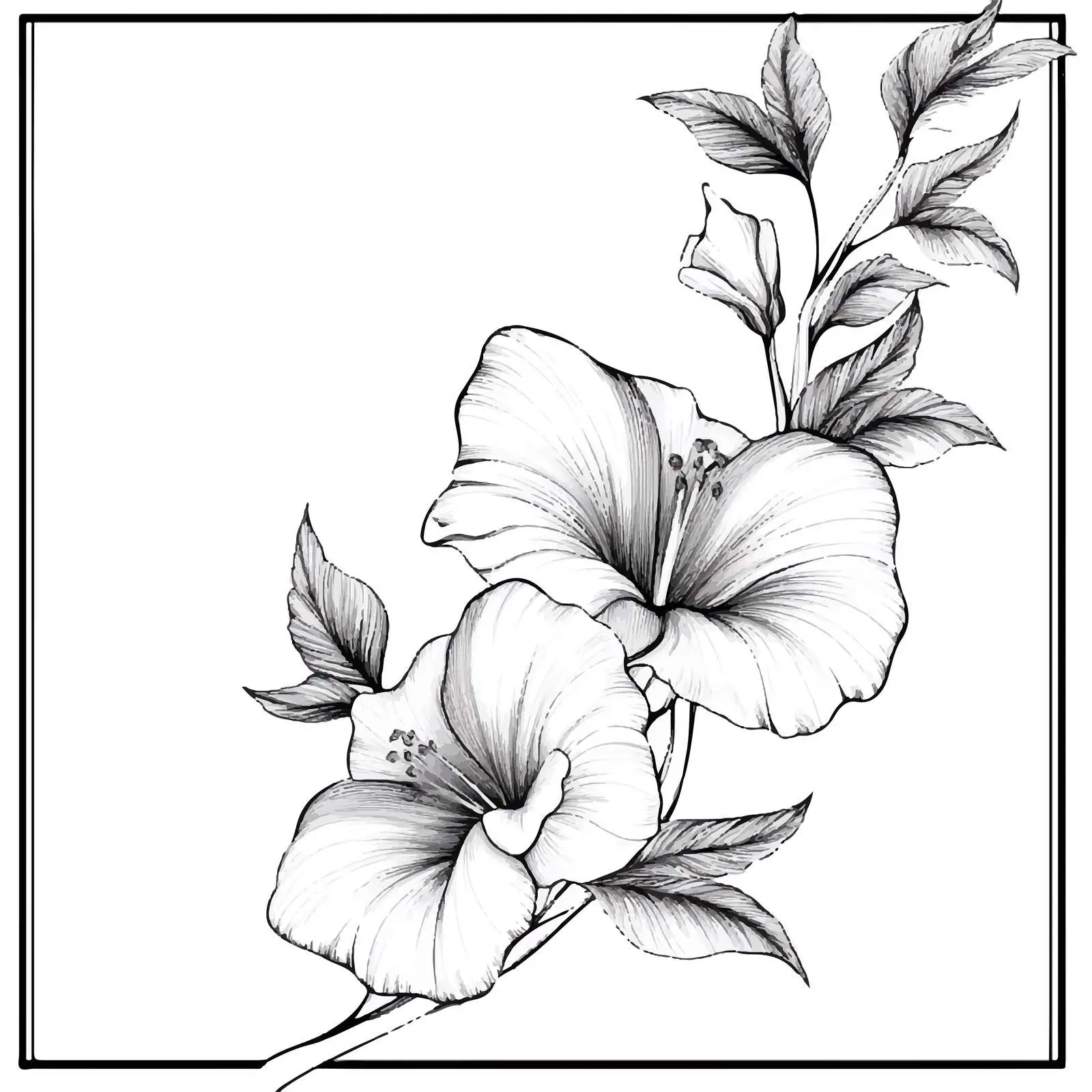 Minimalist Black and White Floral Design — free download from Dotvec