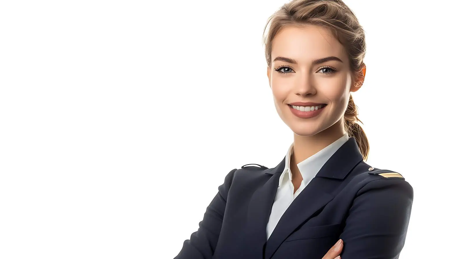Smiling Stewardess in Uniform on White Background – free profile image from Dotvec