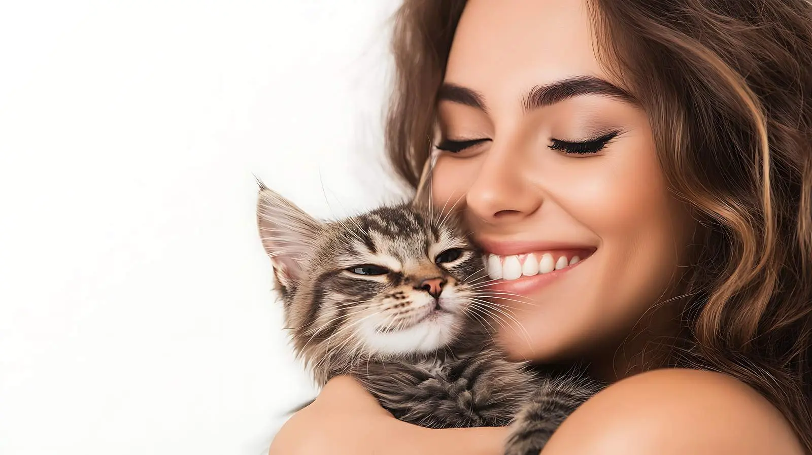 Smiling Woman Holding a Kitten – free owner image from Dotvec