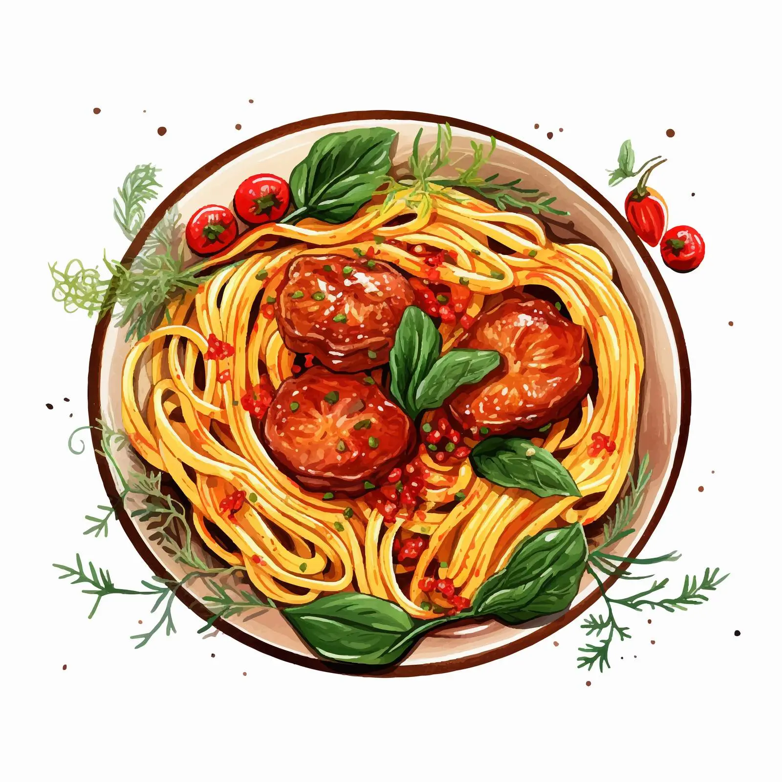 Delicious Spaghetti with Meat and Herbs — free download from Dotvec