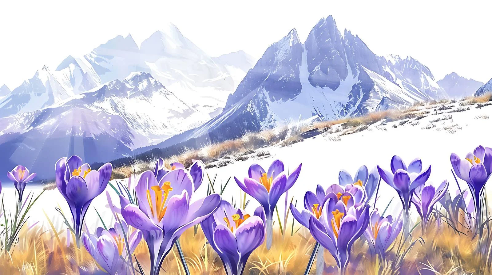 Vibrant Spring Scenery in Mountain Crocus — free download from Dotvec