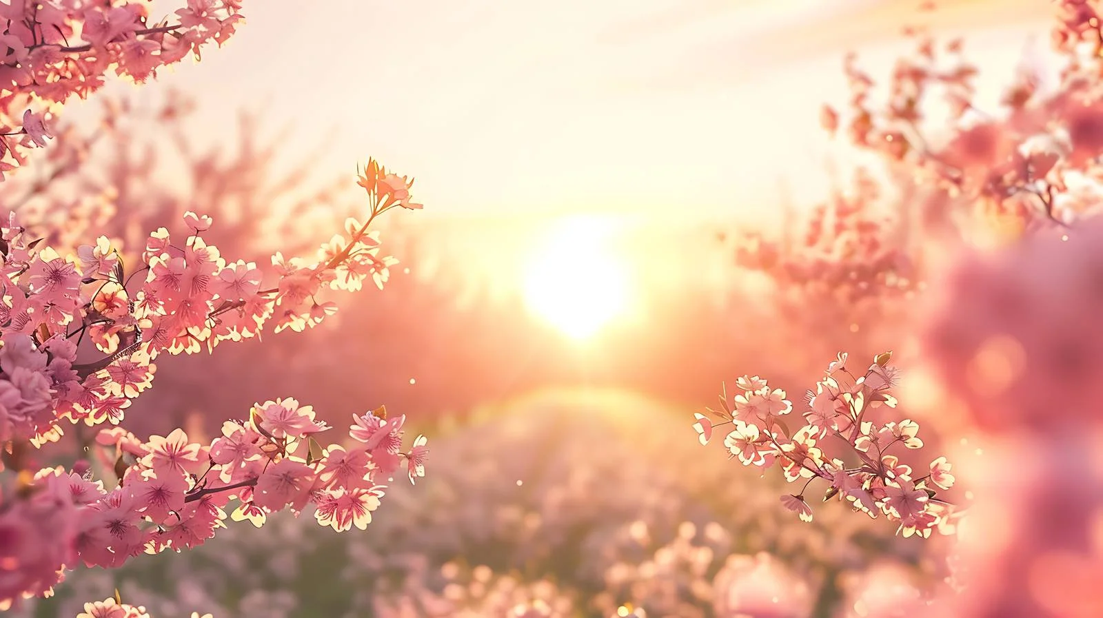 Serene Spring Evening Among Cherry Trees — free download from Dotvec