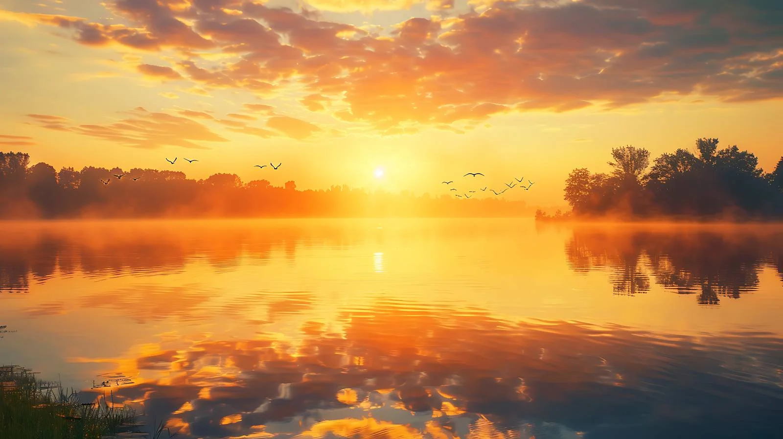 Serene Summer Lake at Sunrise Amidst Isolation — free download from Dotvec