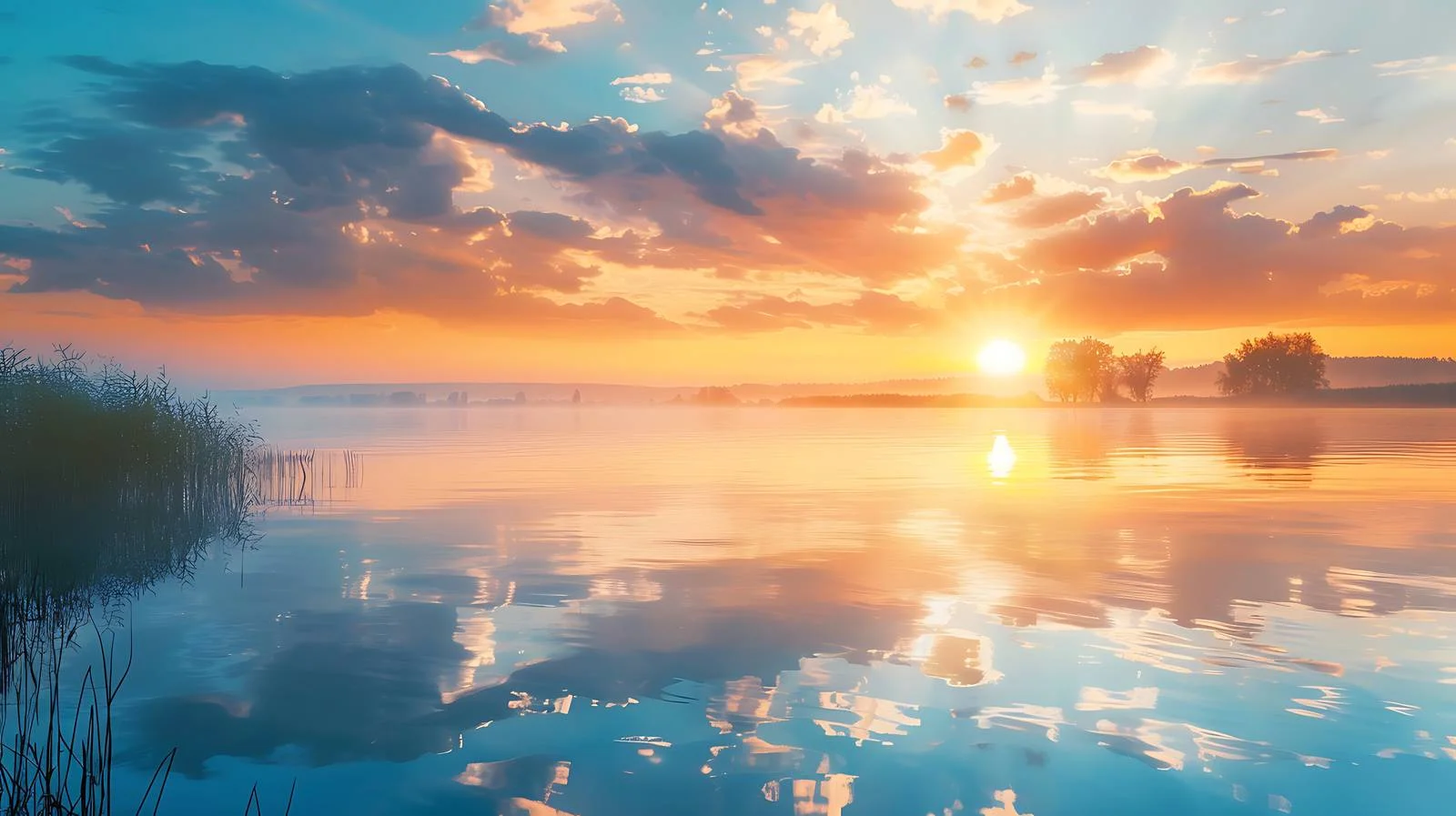 Serene Summer Sunrise over Lake Panorama — free download from Dotvec
