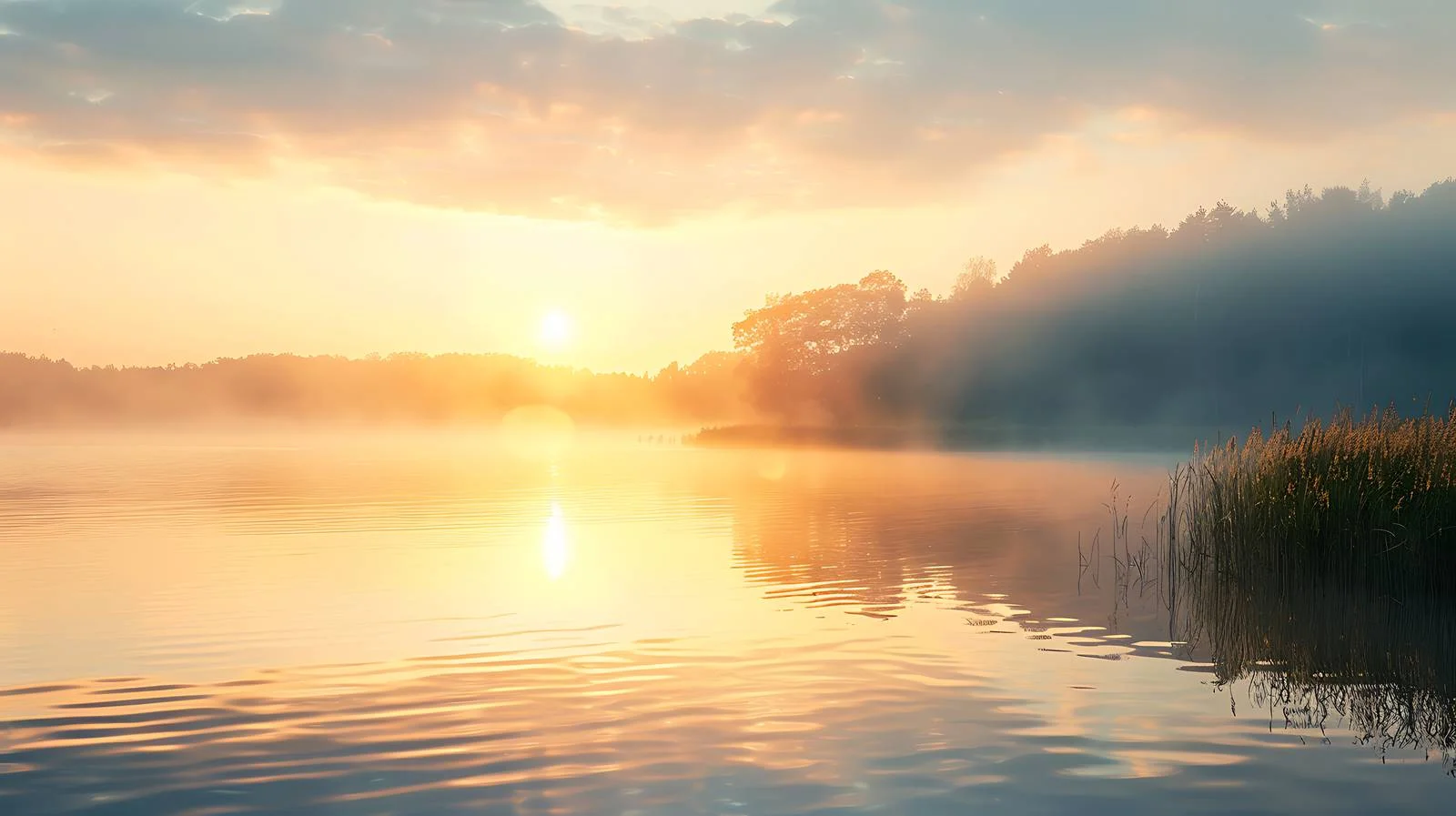 Serene Lake Sunrise in Summer Light — free download from Dotvec