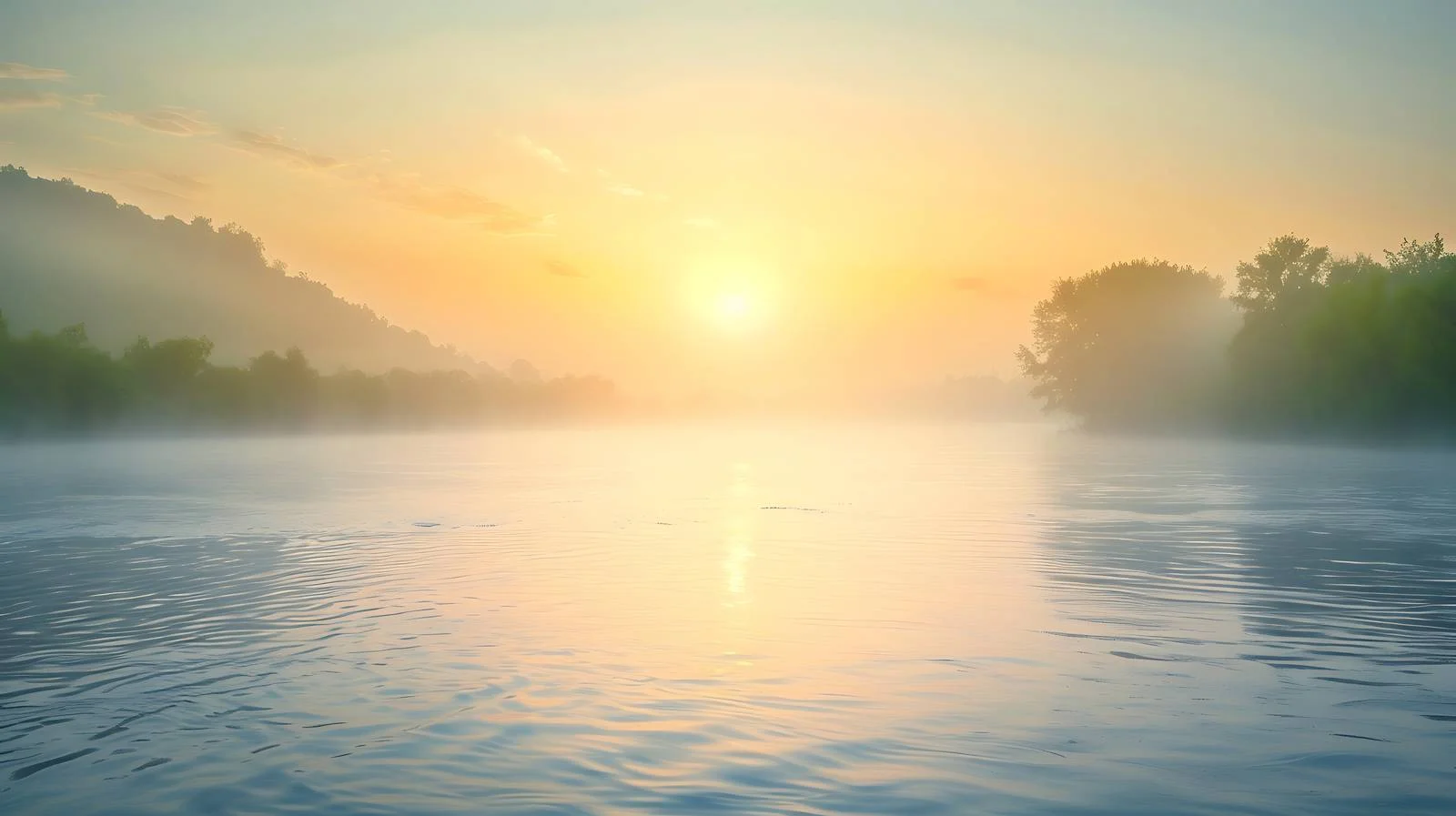 Serene River at Sunrise on Summer Morning — free download from Dotvec