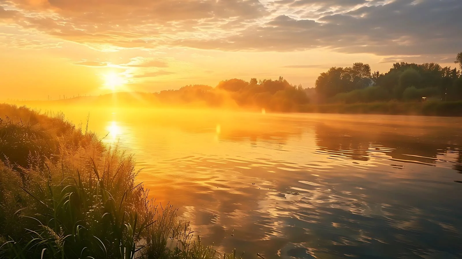 Serene Summer Sunrise Lighting River's Beauty — free download from Dotvec
