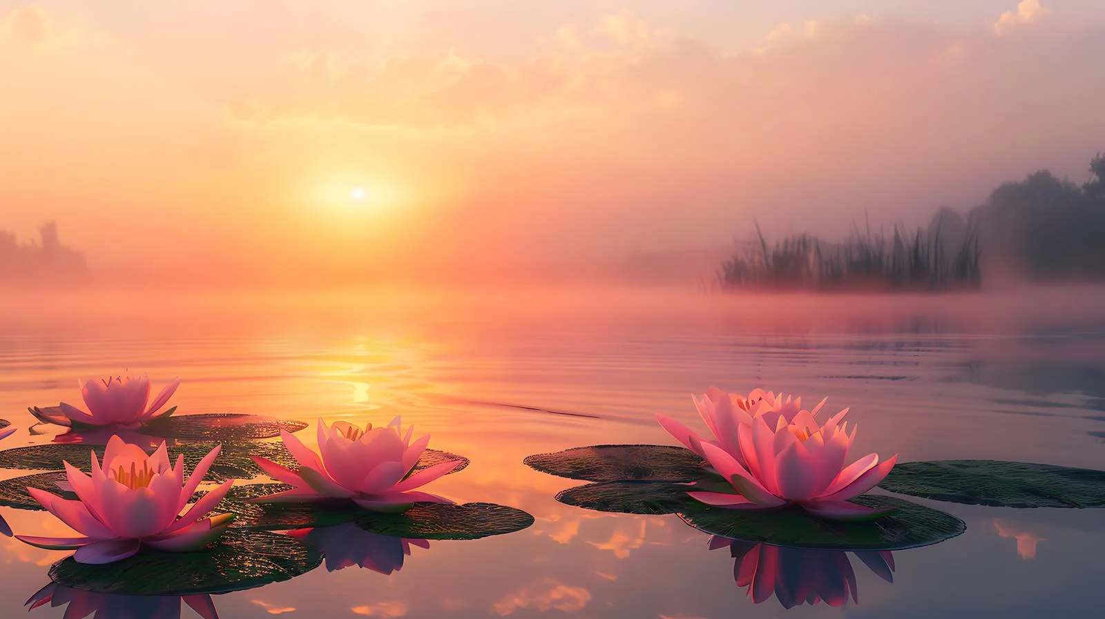 Serene Summer Sunrise Over Water Lilies — free download from Dotvec