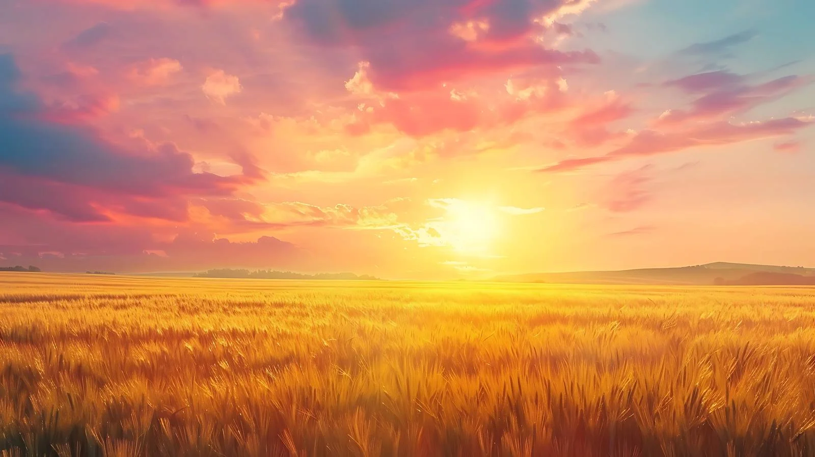 Majestic Summer Sun Setting Over Isolated Fields — free download from Dotvec