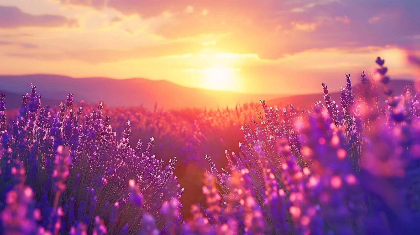 Vibrant Summer Sunset Above Lavender Field — free download from Dotvec