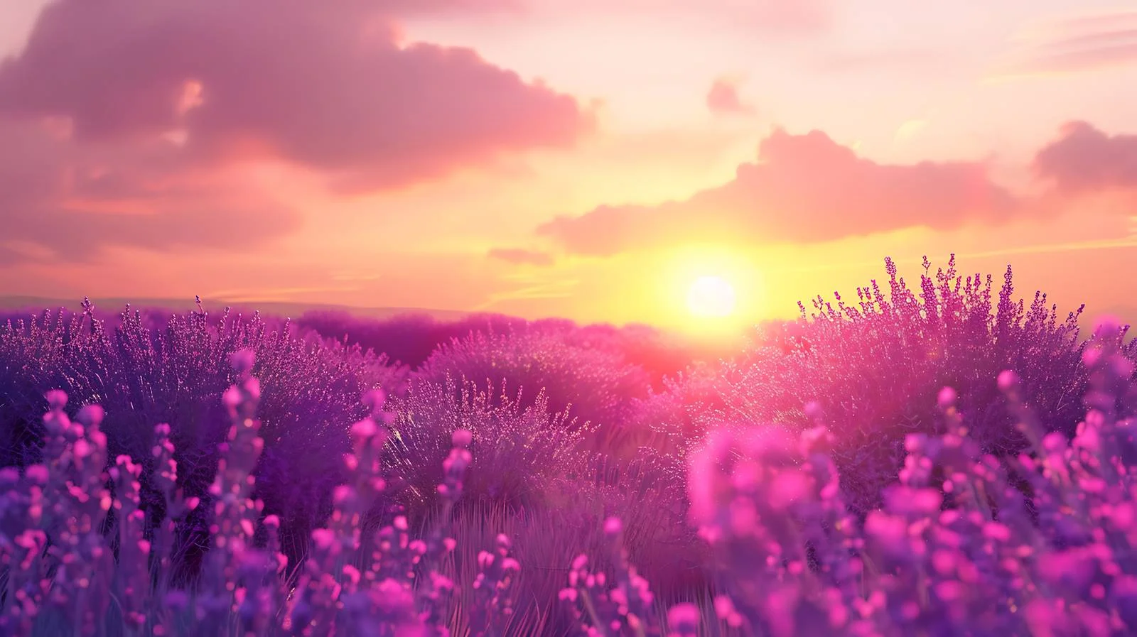 Vibrant summer sunset over lavender field — free download from Dotvec