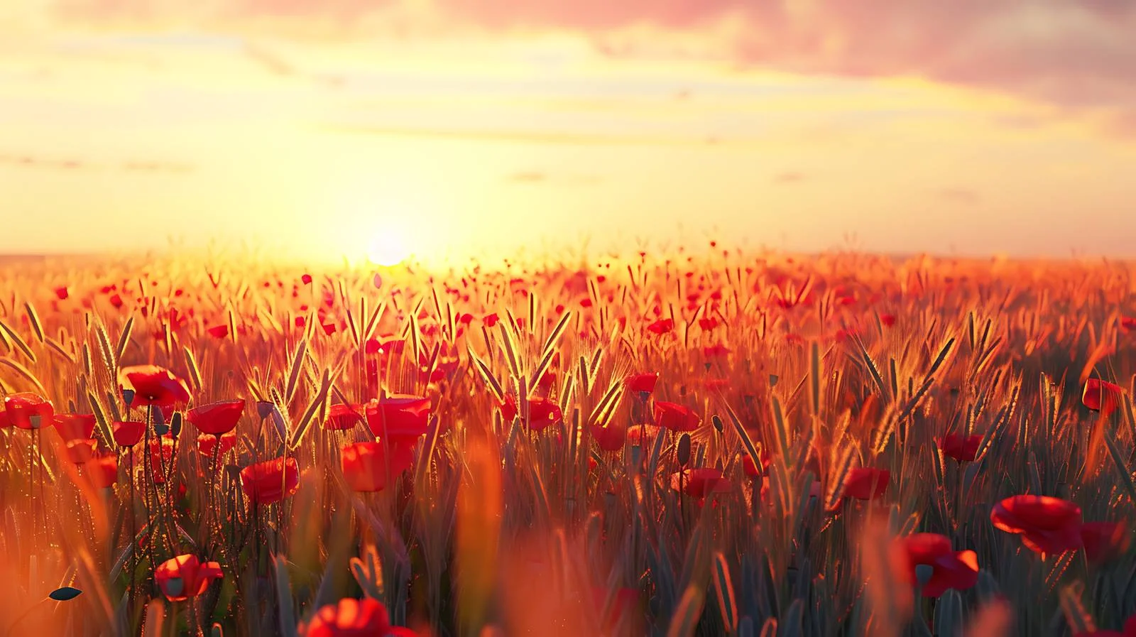 Vibrant Sunset Glow over Isolated Poppy Field — free download from Dotvec