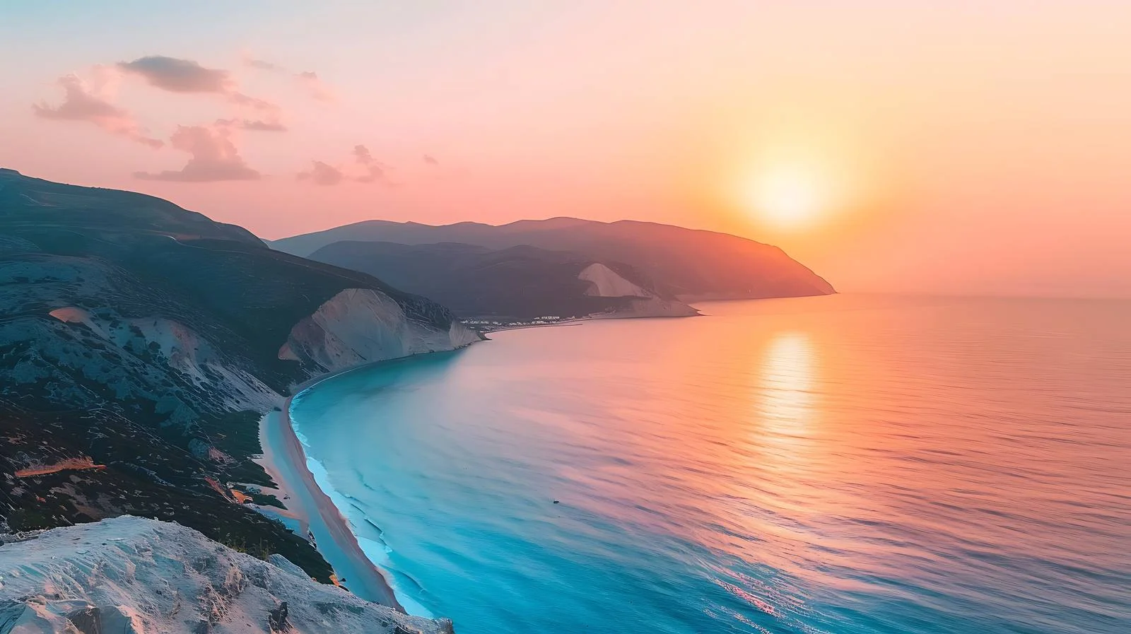 Vibrant Summer Sunset at Myrtos Beach — free download from Dotvec