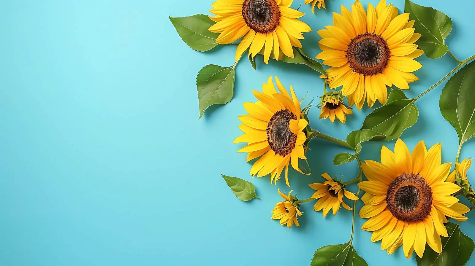 Sunflower on Blue Background - Flat Lay Photography — free download from Dotvec