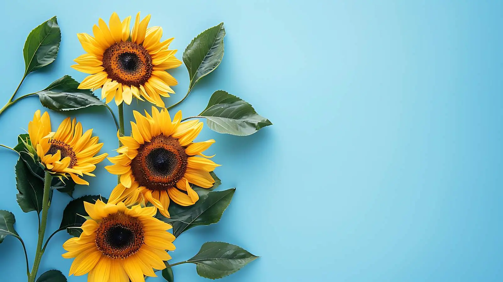 Sunflower on Blue Background – Flat Lay Photography — free download from Dotvec
