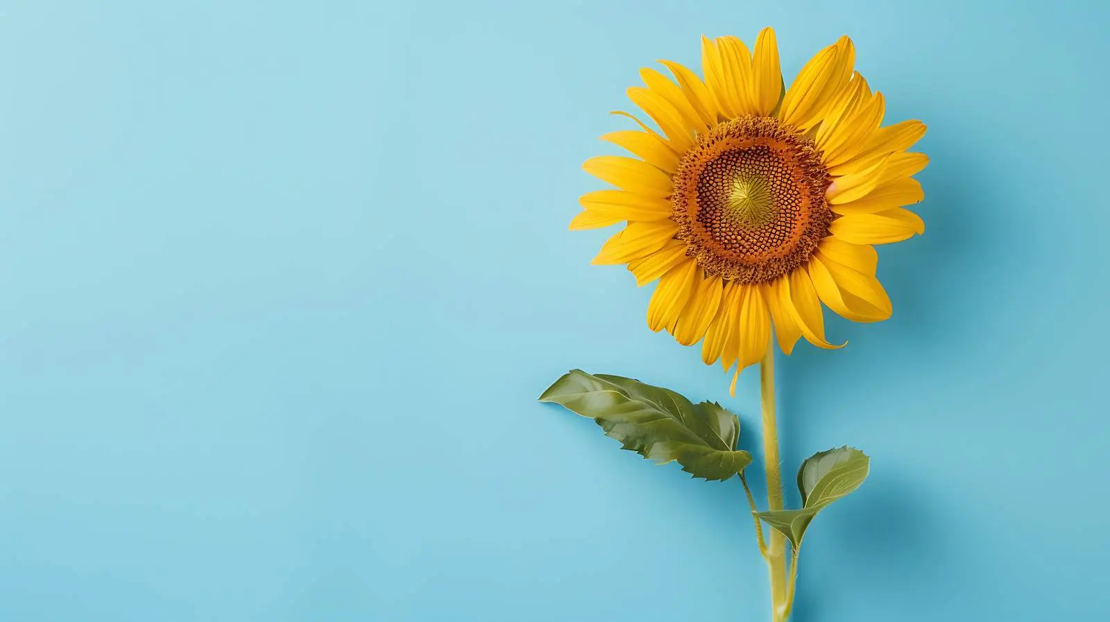 Sunflower on Blue Background - Minimal Floral Aesthetic — free download from Dotvec