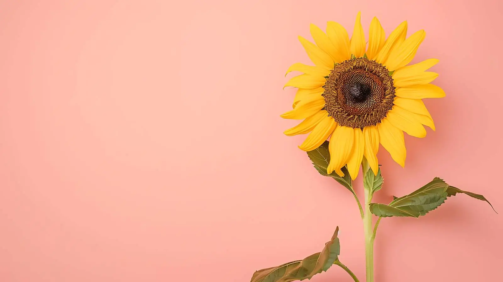 Sunflower on Peach Background - Minimal Floral Image — free download from Dotvec