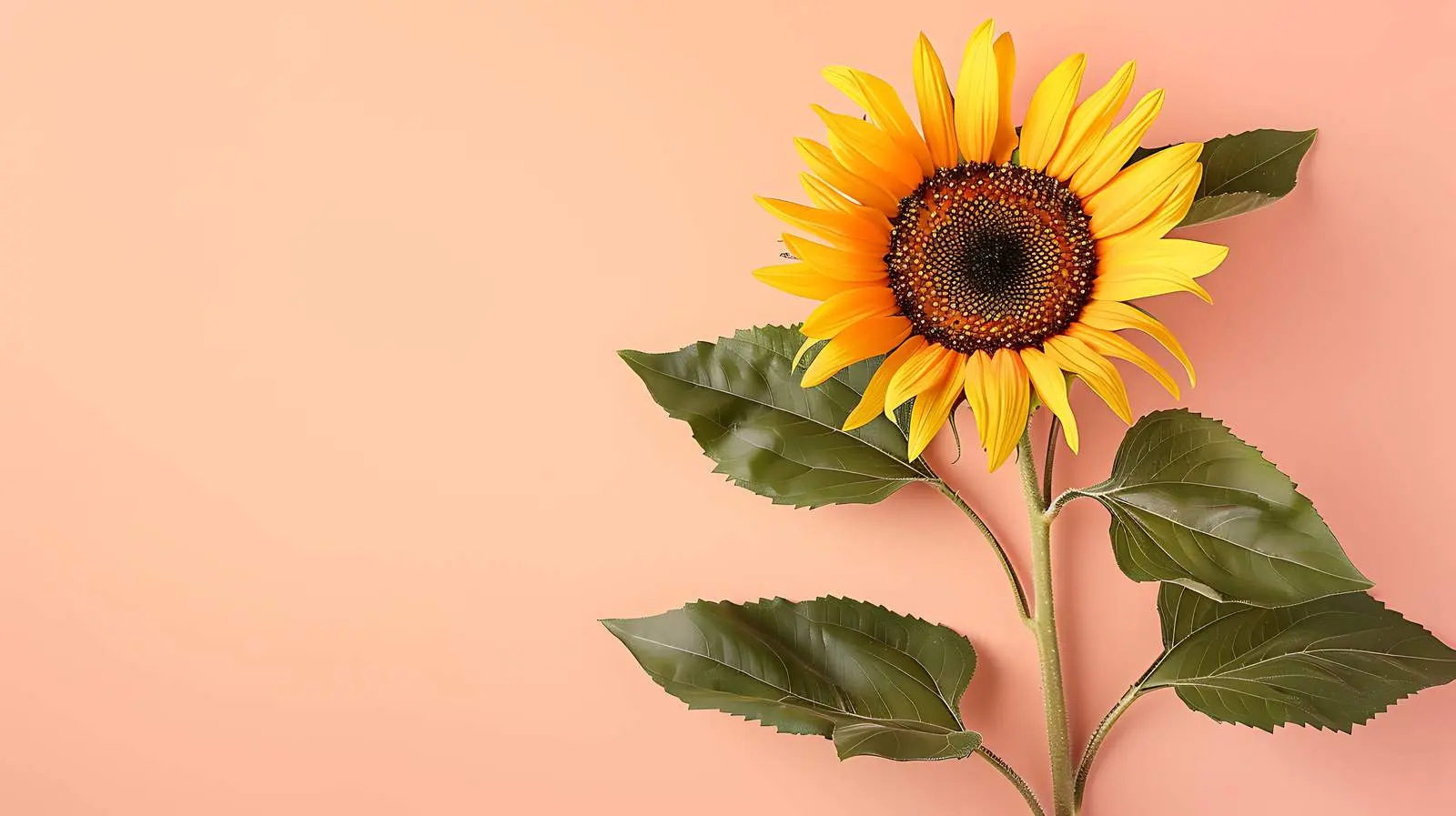 Sunflower on Peach Background - Minimal Floral Design — free download from Dotvec