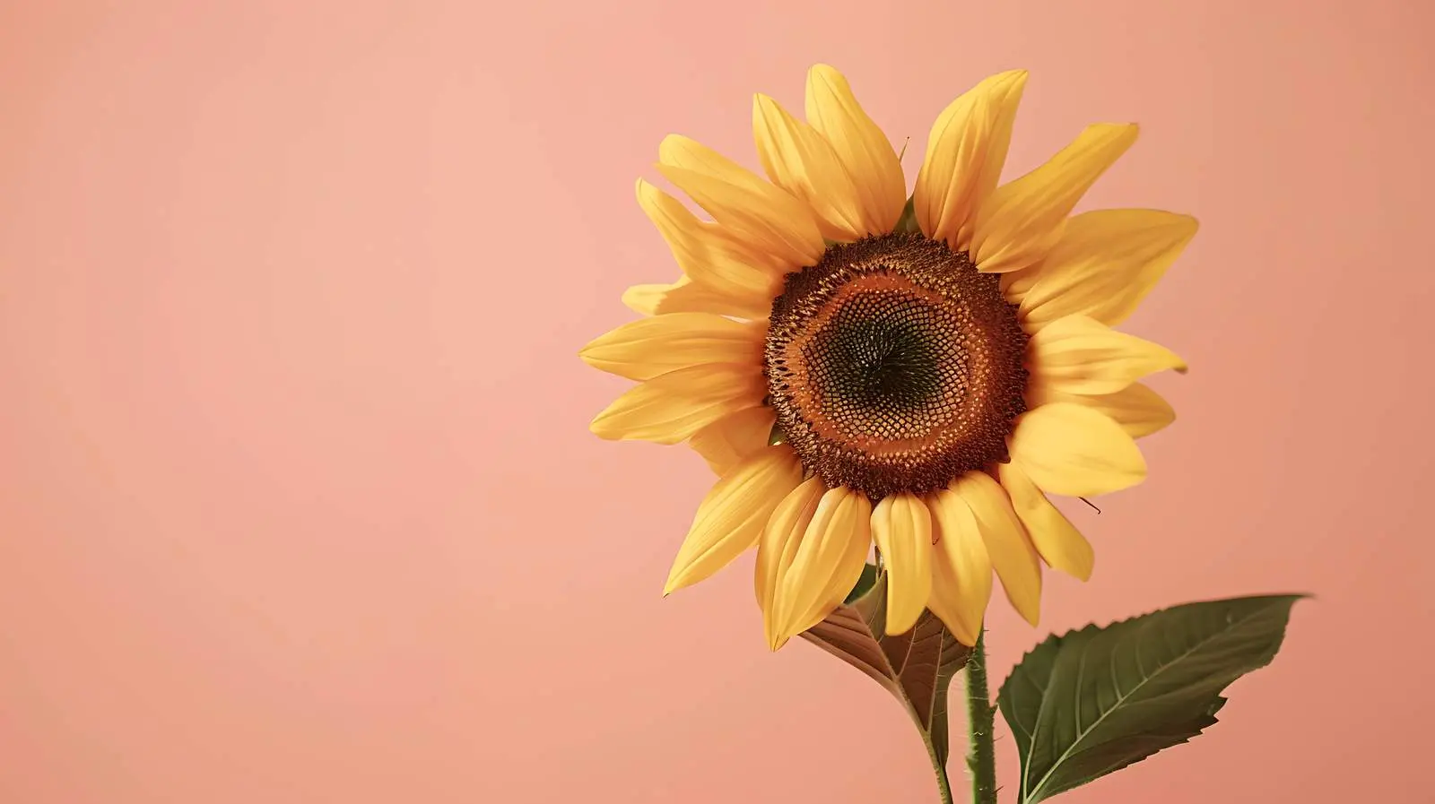 Sunflower on Peach Background - Minimal Floral Design — free download from Dotvec