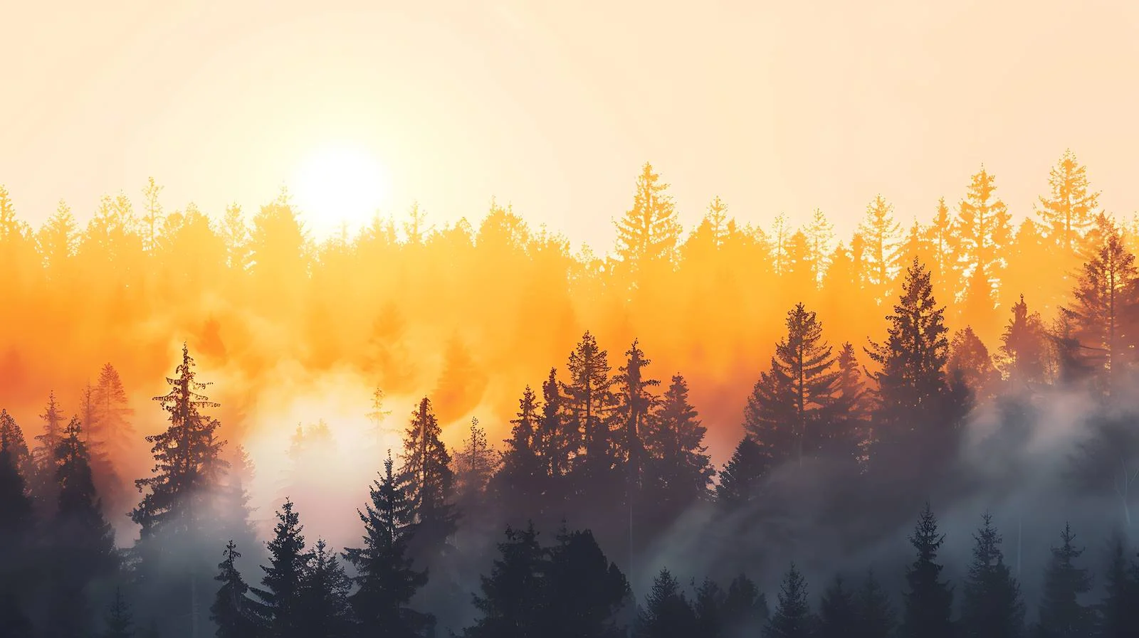 Serene Forest Sunrise on White Background — free download from Dotvec