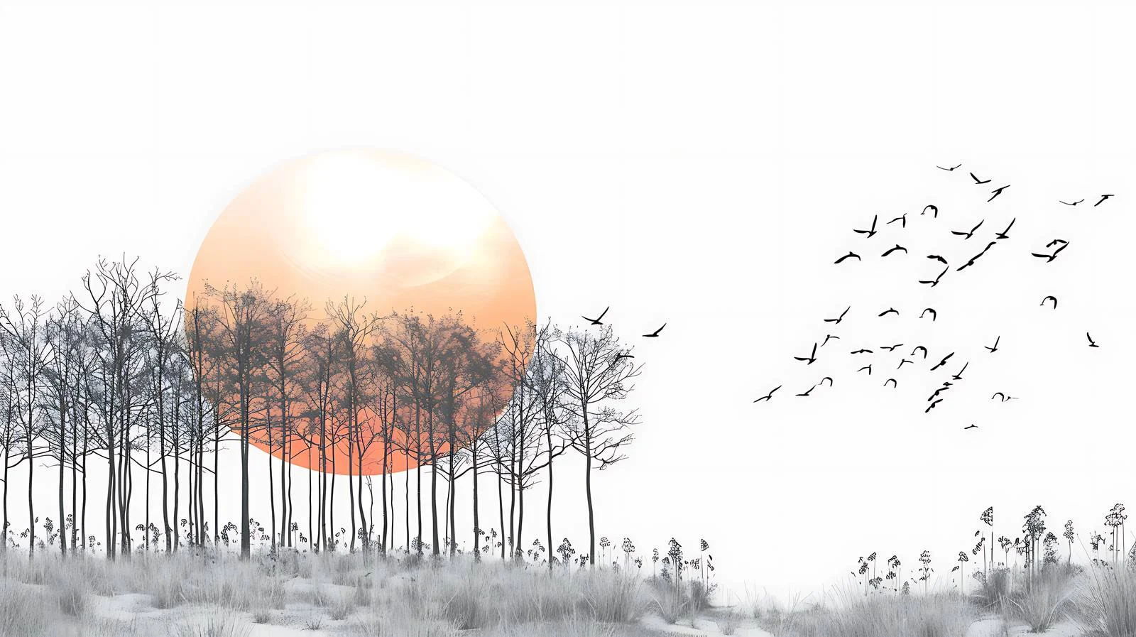 Serene Forest Sunrise on White Background — free download from Dotvec