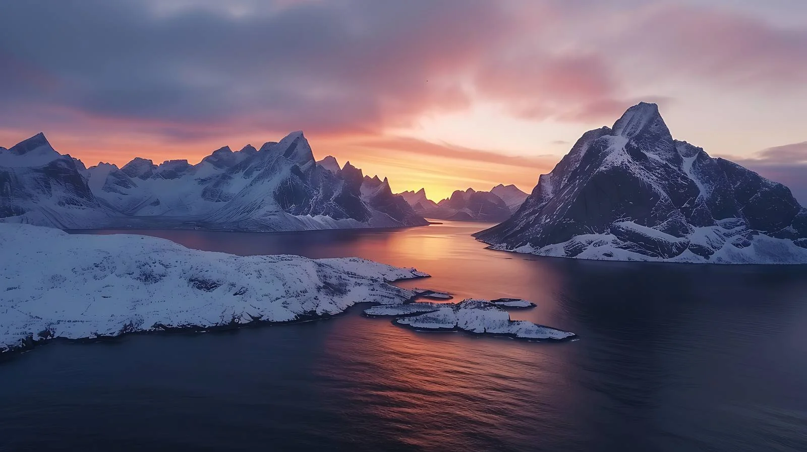 Scenic Sunrise Over Sakrisoy in Lofoten — free download from Dotvec