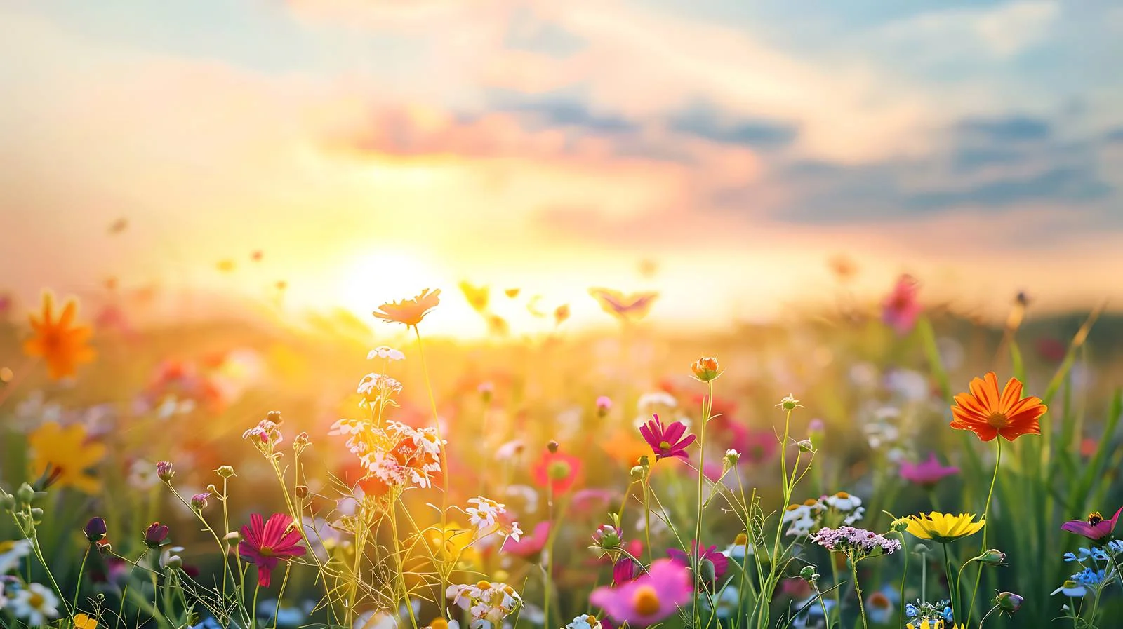 Majestic Sunrise Above Blooming Meadow — free download from Dotvec