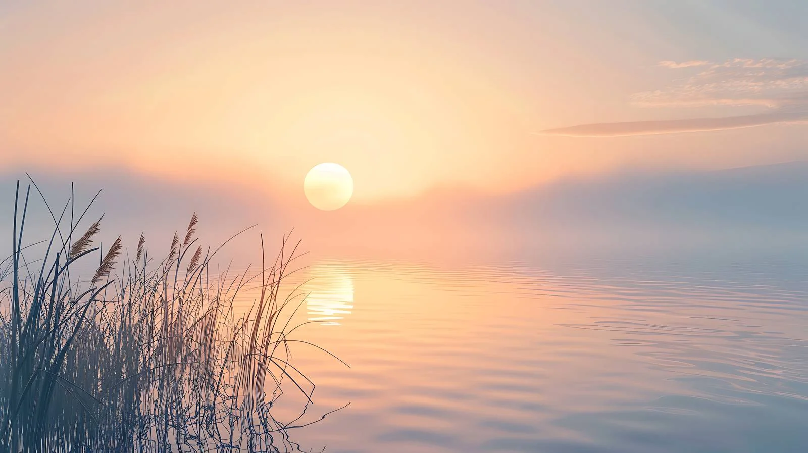 Serene Sunrise Reflection on Lake Shoreline — free download from Dotvec