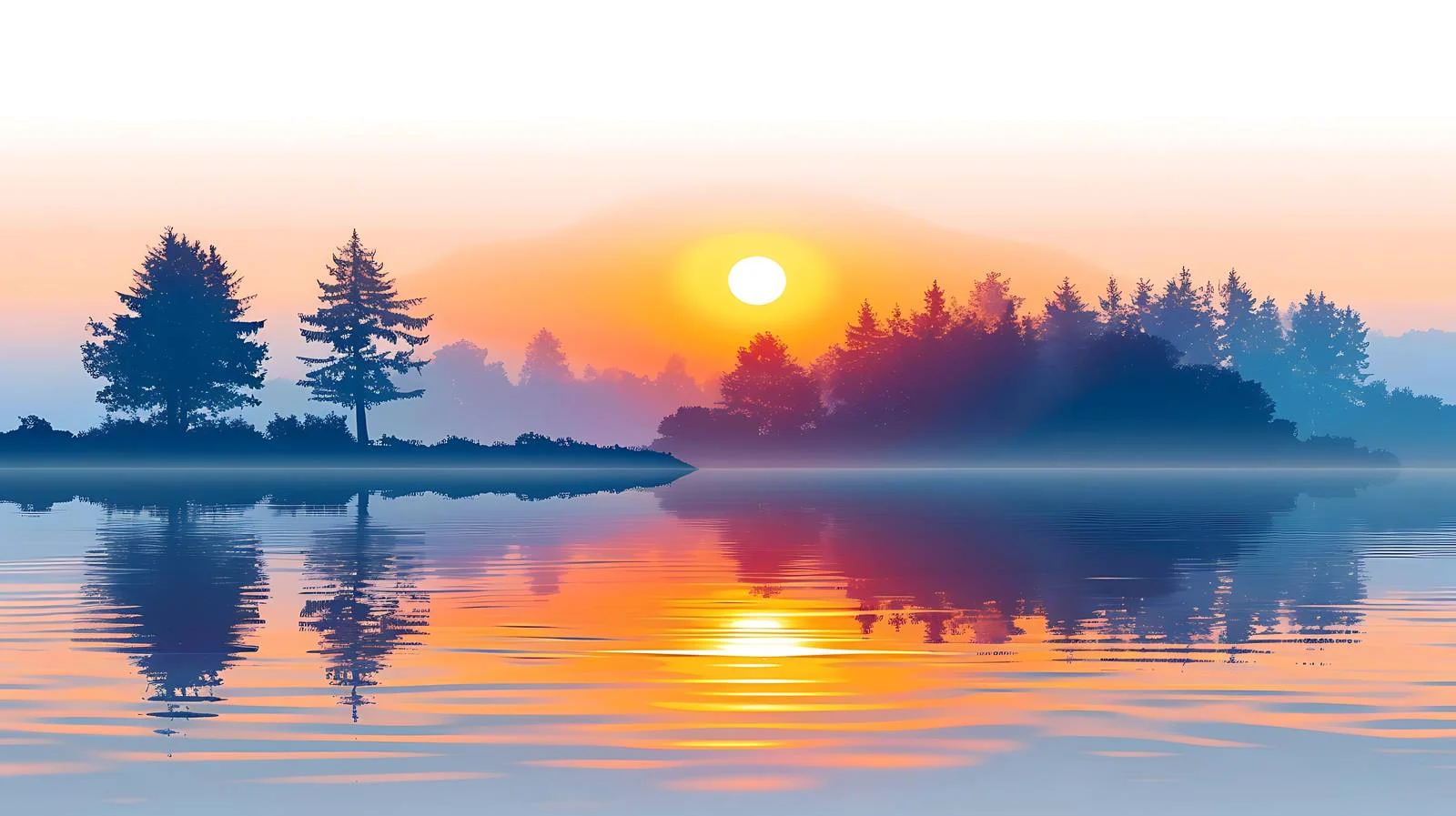 Serene Sunrise Reflecting on Lake Shoreline — free download from Dotvec