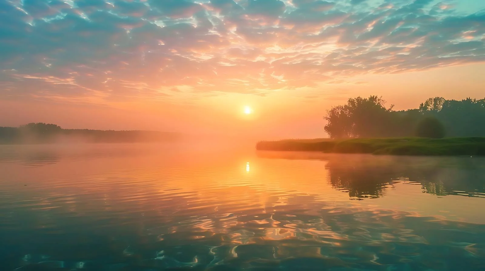 Serene Morning on River Banks, White Background — free download from Dotvec