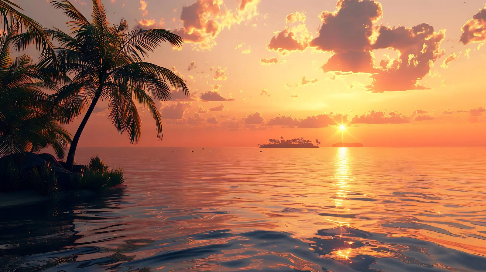 Tranquil Sunset Over Ocean Shoreline View — free download from Dotvec