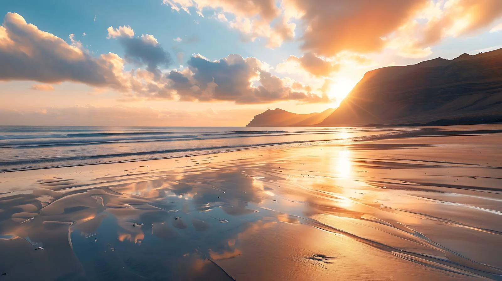 Vivid Sunset at Famara Beach, Lanzarote — free download from Dotvec