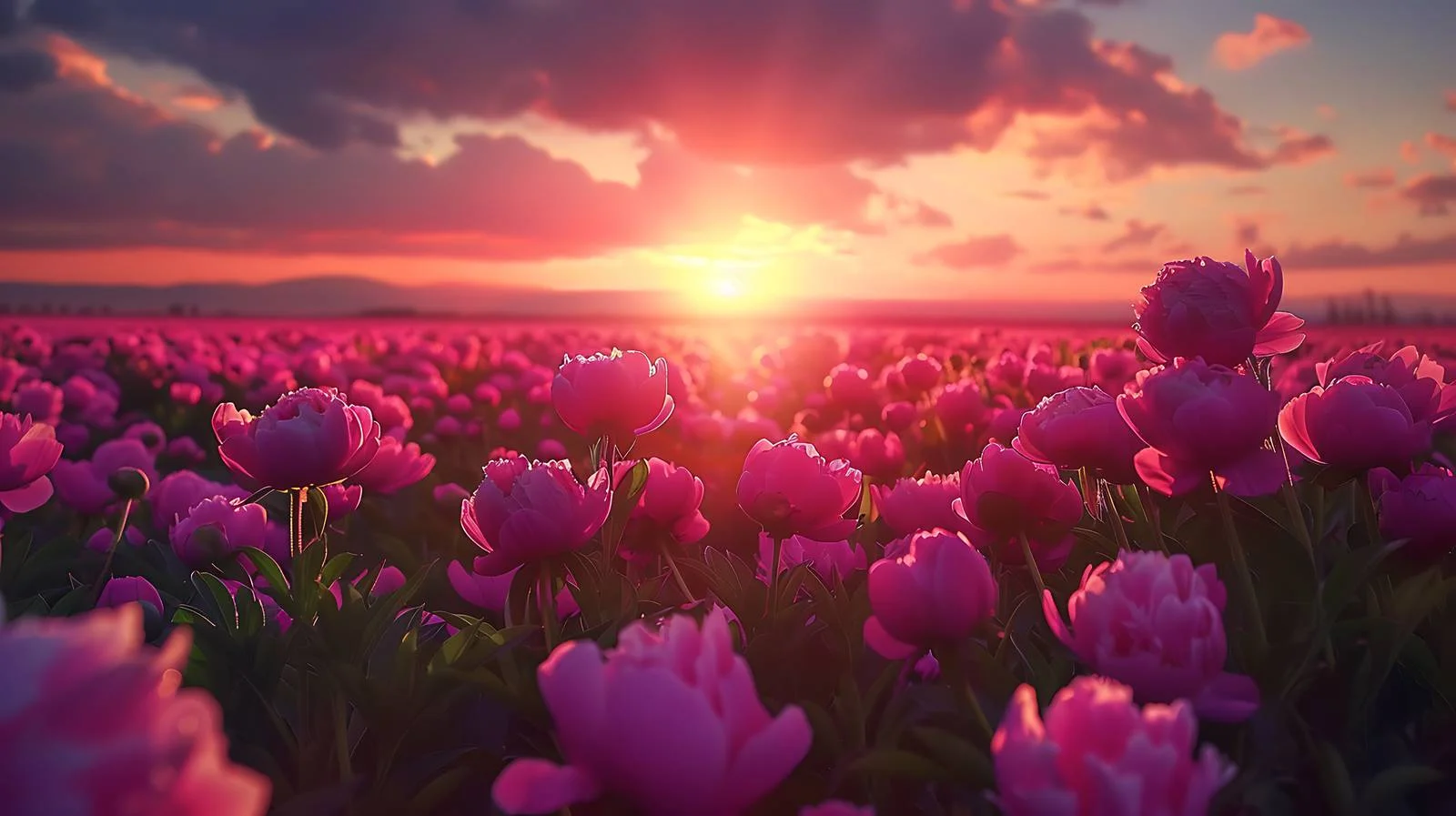 Tranquil Evening on Peony Field — free download from Dotvec